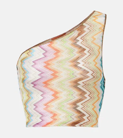 Missoni Zigzag One-shoulder Crop Top In Multi