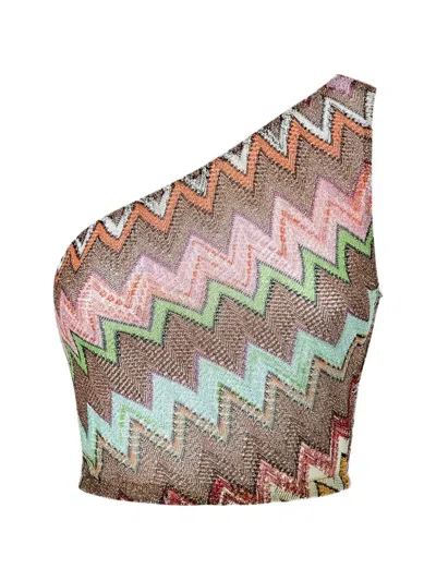 Missoni Zigzag One-shoulder Top In Neutral
