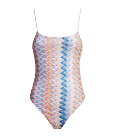 Missoni Crisscross Back V-neck High-cut Swimsuit In Multicolor