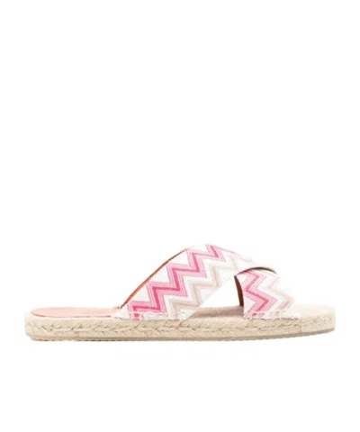 Missoni Zigzag Open Espadrilles In White