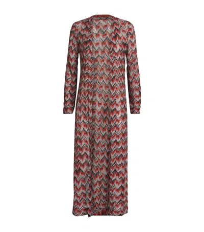 Missoni Zigzag Open-front Cardigan In Red