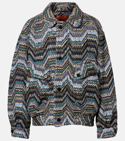 Missoni Zigzag Oversized Jacquard Wool-blend Jacket In Multi