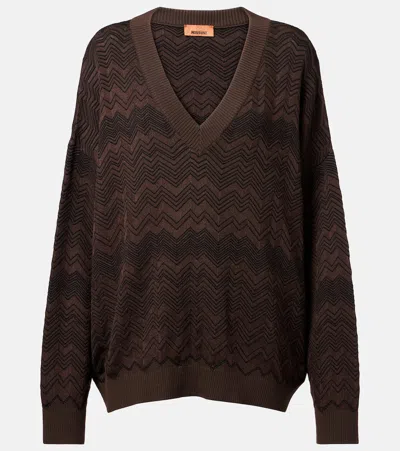 Missoni Zigzag Oversized Sweater In Brown