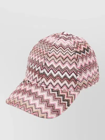 Missoni Zigzag Pattern Baseball Cap Curved Brim In Pink