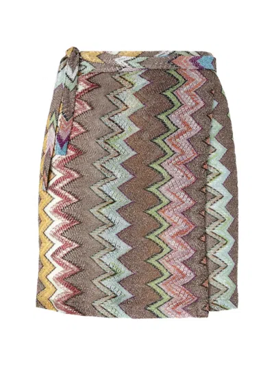 Missoni Zigzag-pattern Beach Skirt In Brown