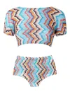 Missoni Bikini With T-shirt Top And Zig Zag Pattern In Blue