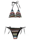 Missoni Zigzag Pattern Bikini Beachwear Multicolor In Black
