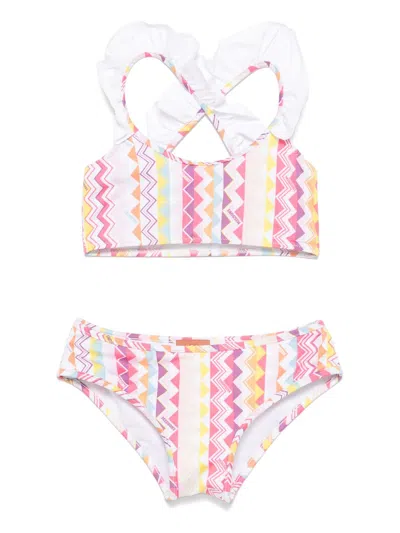 Missoni Kids' Zigzag-pattern Bikini In White