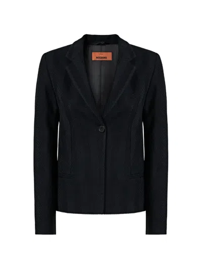 Missoni Zigzag-pattern Blazer In Black
