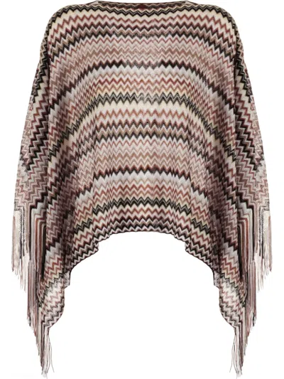 Missoni Zigzag-pattern Cape In Red
