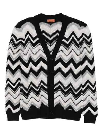 Missoni Kids' Zigzag-pattern Cardigan In Black