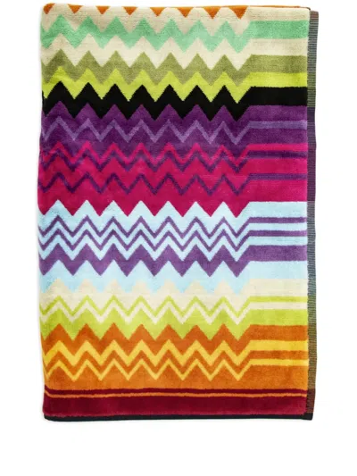 Missoni Zigzag-pattern Cotton Bath Towel In Multicolour