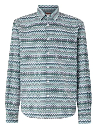 Missoni Zigzag-pattern Cotton Shirt In Gray