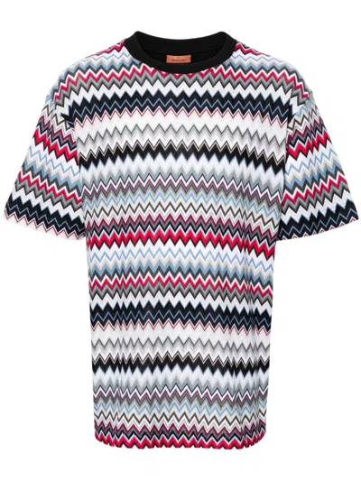 Missoni Zigzag Pattern Cotton T-shirt In Red