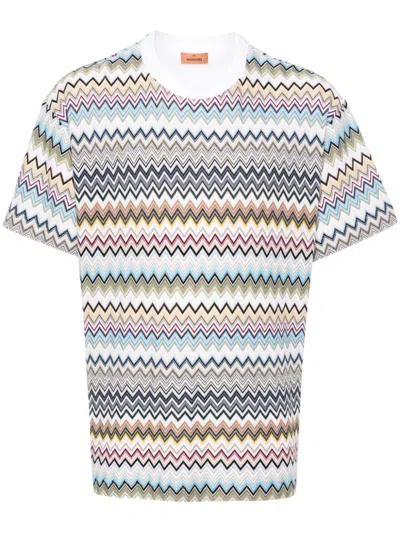 Missoni Zigzag Pattern Cotton T-shirt In White