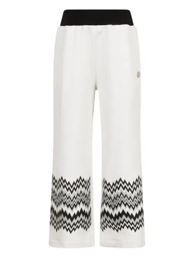 Missoni Kids' Zigzag-pattern Cotton Trousers In White