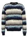 Missoni Crew Neck Sweater With Flame Zigzag Pattern In Multi