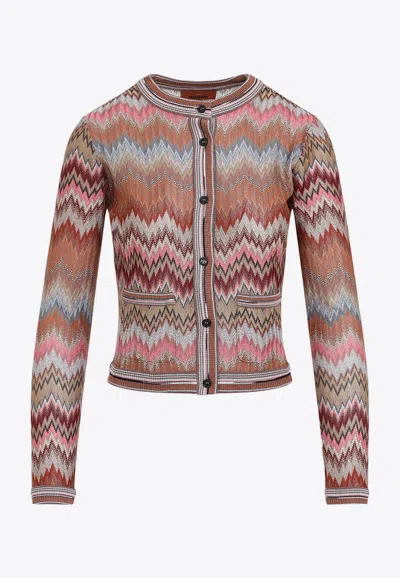 Missoni Zigzag-pattern Crewneck Cardigan In Multi
