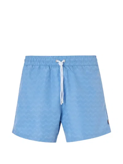 Missoni Zigzag-pattern Drawstring-fastening Swim Shorts In Blue