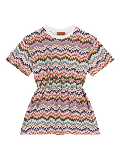 Missoni Kids' Zigzag-pattern Dress In Pink