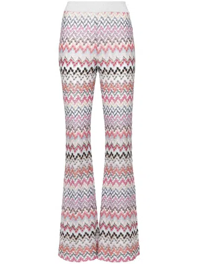 Missoni Zigzag Pattern Flared Trousers In Pink