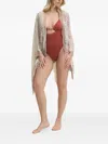 Missoni Zigzag-pattern Fringed Poncho In Red