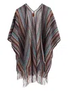 Missoni Zigzag-pattern Fringed Poncho In Multi