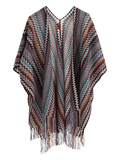 Missoni Zigzag-pattern Fringed Poncho In Multi