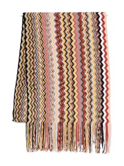 Missoni Zigzag-pattern Fringed Scarf In Neutral