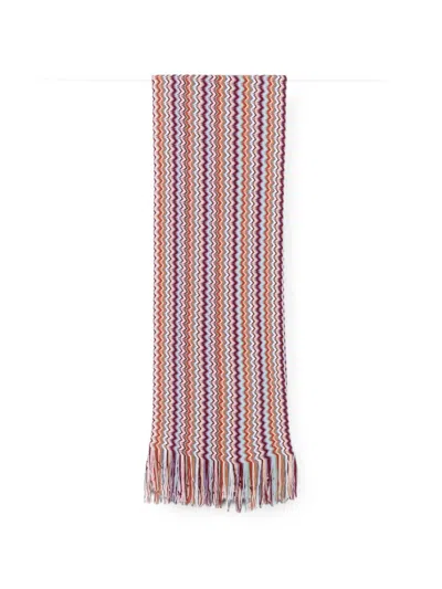 Missoni Zig-zag Pattern Fringed Scarf In Multi
