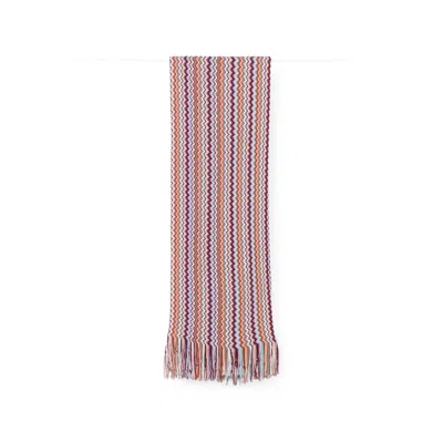 Missoni Zig-zag Pattern Fringed Scarf In Neutrals