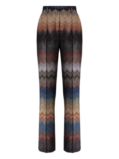 Missoni Zigzag-pattern Glitter-effect Trousers In Multi