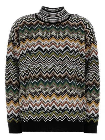 MISSONI ZIGZAG-PATTERN HIGH-NECK SWEATER