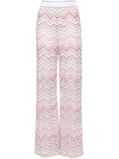 Missoni Sequin-embellished Zigzag Flared Trousers In Pink