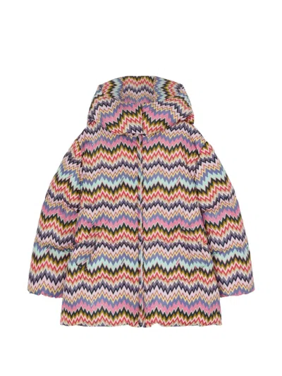 Missoni Kids' Zigzag-pattern Hooded Coat In Multi