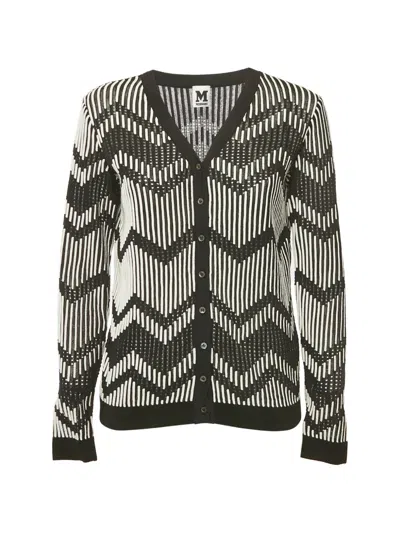 Pre-owned Missoni Zigzag-pattern Knit Cardigan In Black