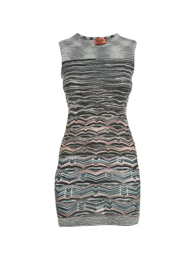 Pre-owned Missoni Zigzag-pattern Knit Dress In Black