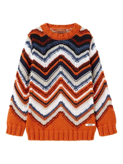 Missoni Kids' Zigzag-pattern Knit Sweater In Multi