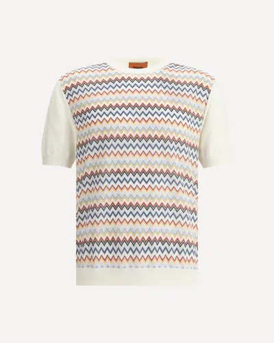 Missoni Zigzag Pattern Knit T-shirt In White