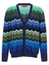 Missoni Chevron Pattern V-neck Cardigan With Ribbed Cuffs In Multi