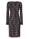 Missoni Zigzag-pattern Long-sleeve Mini Dress In Blue