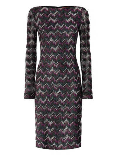 MISSONI ZIGZAG-PATTERN LONG-SLEEVE MINI DRESS
