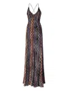 Missoni Long V-neck Dress With Snake Pattern In Multi