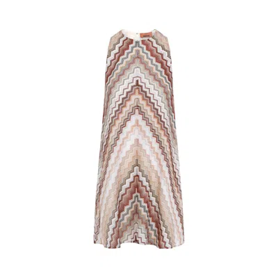 MISSONI MISSONI ZIGZAG PATTERN MAXI DRESS WITH EARTHY TONES
