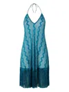 Missoni Exclusive Riviera Fringed Cotton-blend Knit Midi Dress In 蓝色