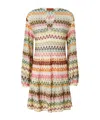 Missoni Long Sleeve Short Dress With Zig Zag Lace Pattern