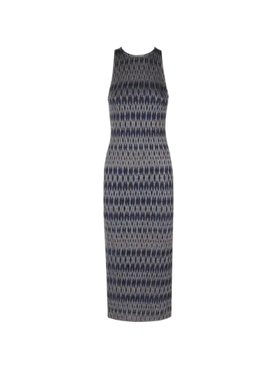 Missoni Viscose Blend Knit Midi Dress Sleeveless In Multi