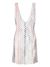 Missoni Womens Multicolor Sequin-embellished Chevron Woven Mini Dress In White