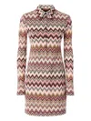 Missoni Polo Cut Mini-dress In Cotton And Zigzag Viscose In 粉色
