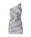 Missoni Short One-shoulder Cover-up With Zig Zag Pattern